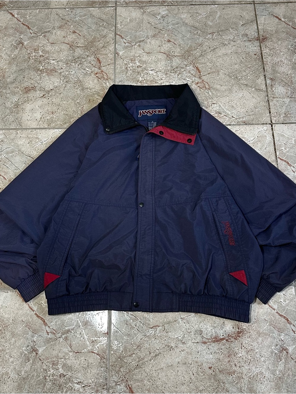 Vintage 90s JanSport Navy Red Nylon Windbreaker Jacket XL